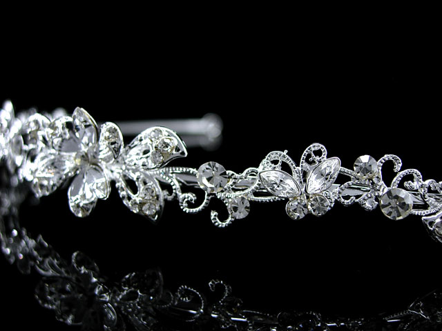   Flower Leaf Wedding Bridal Flower Girl Crystal Headband Tiara  