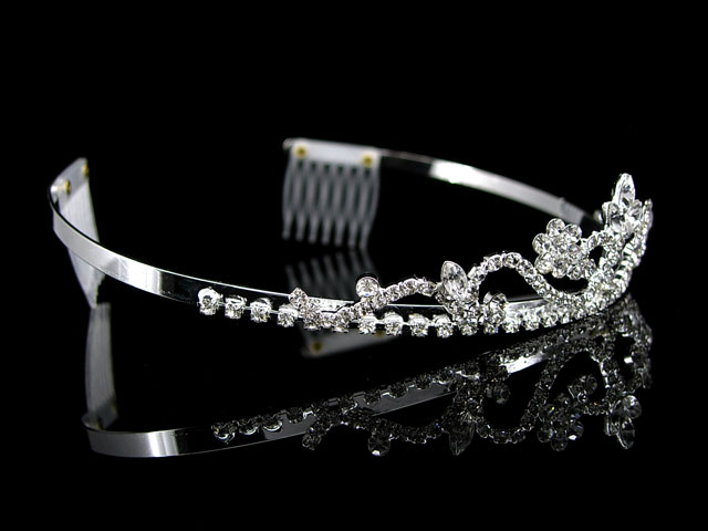 3cm High Wedding Prom Bridal Flower Girl Clear Crystal Tiara Headband 