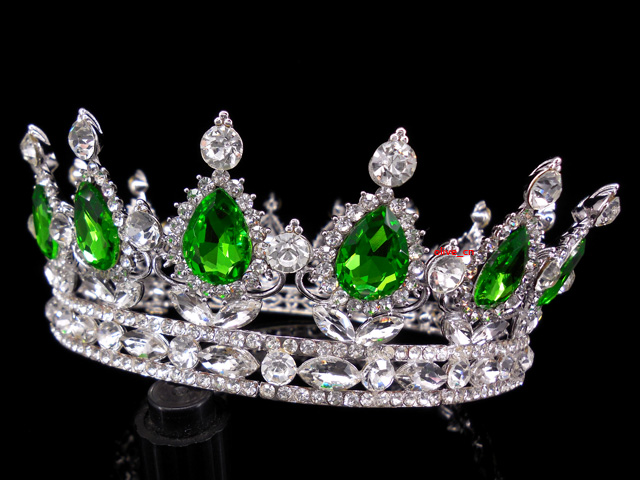 5cm High Green Luxury Crystal Silver King Crown Wedding Prom Party ...