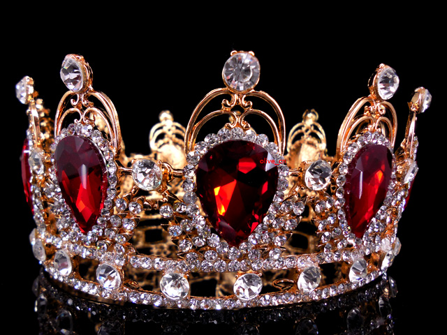 6cm High Ruby Red Sparkling Crystal Gold King Crown Wedding Prom Party ...